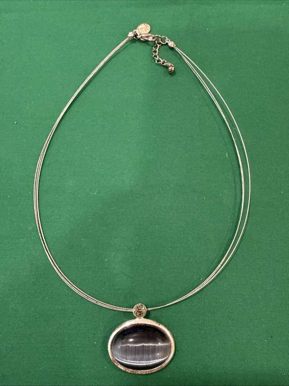 Express Silver-Tone Cat's Eye Oval Pendant Necklace 70F